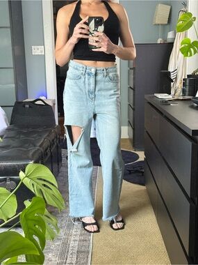 12th Tribe Light Blue Distressed Straight-Leg Jeans